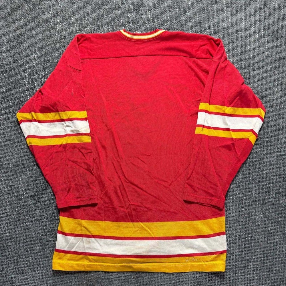 Vintage Calgary Flames NHL Jersey‎ Mens XL Red 80s Hockey Mesh Streetwear - Picture 10 of 13